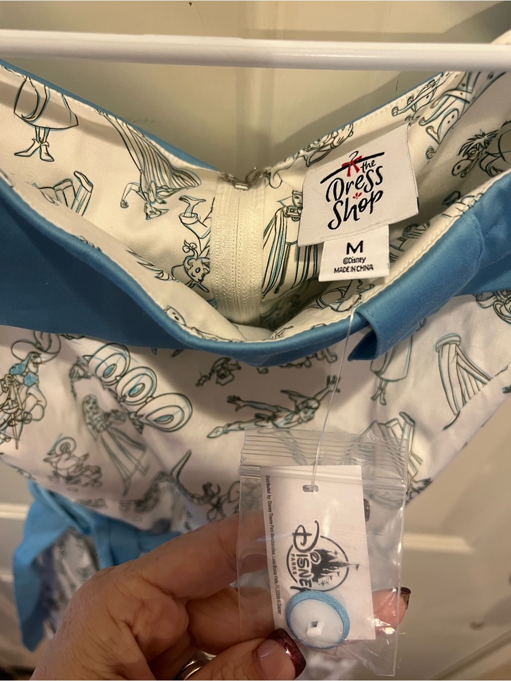 Disney Dress Shop Light Blue & White Character Print Dress with Bow - Picture 2 of 6